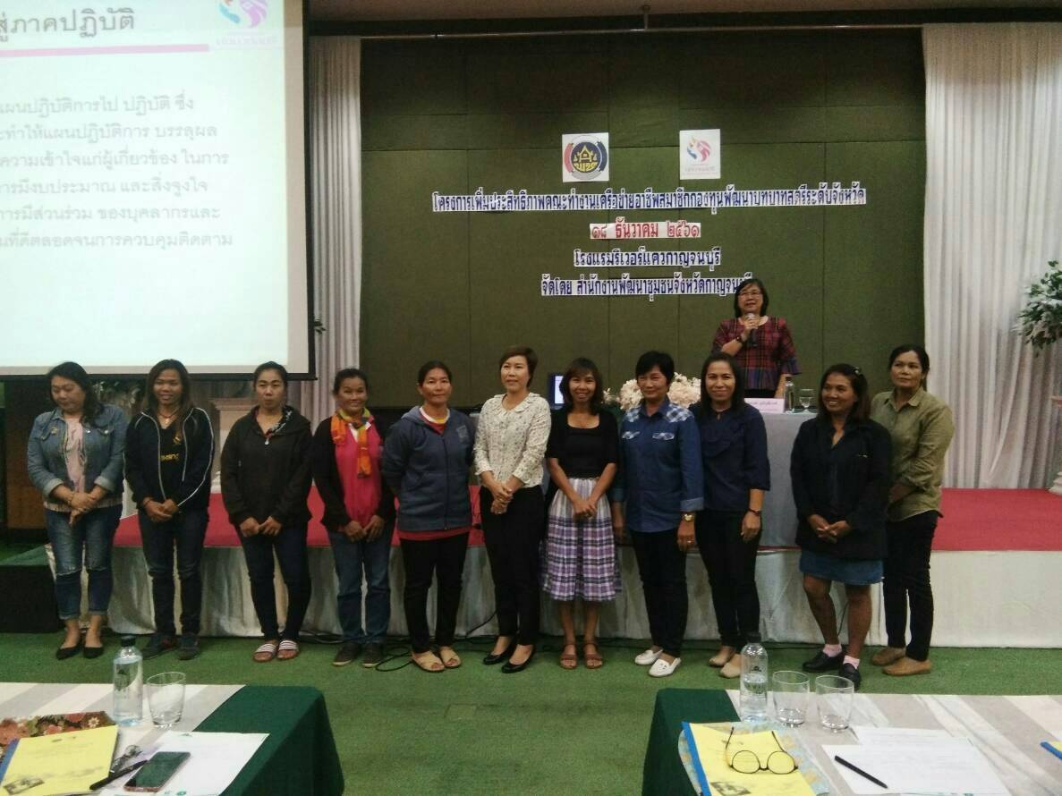 CDD@KAN>>>โครงการประชุมเพิ่มประสิทธิภาพคณะทำงานเครือข่ายอาชีพสมาชิกกองทุนพัฒนาบทบาทสตรีระดับจังหวัด