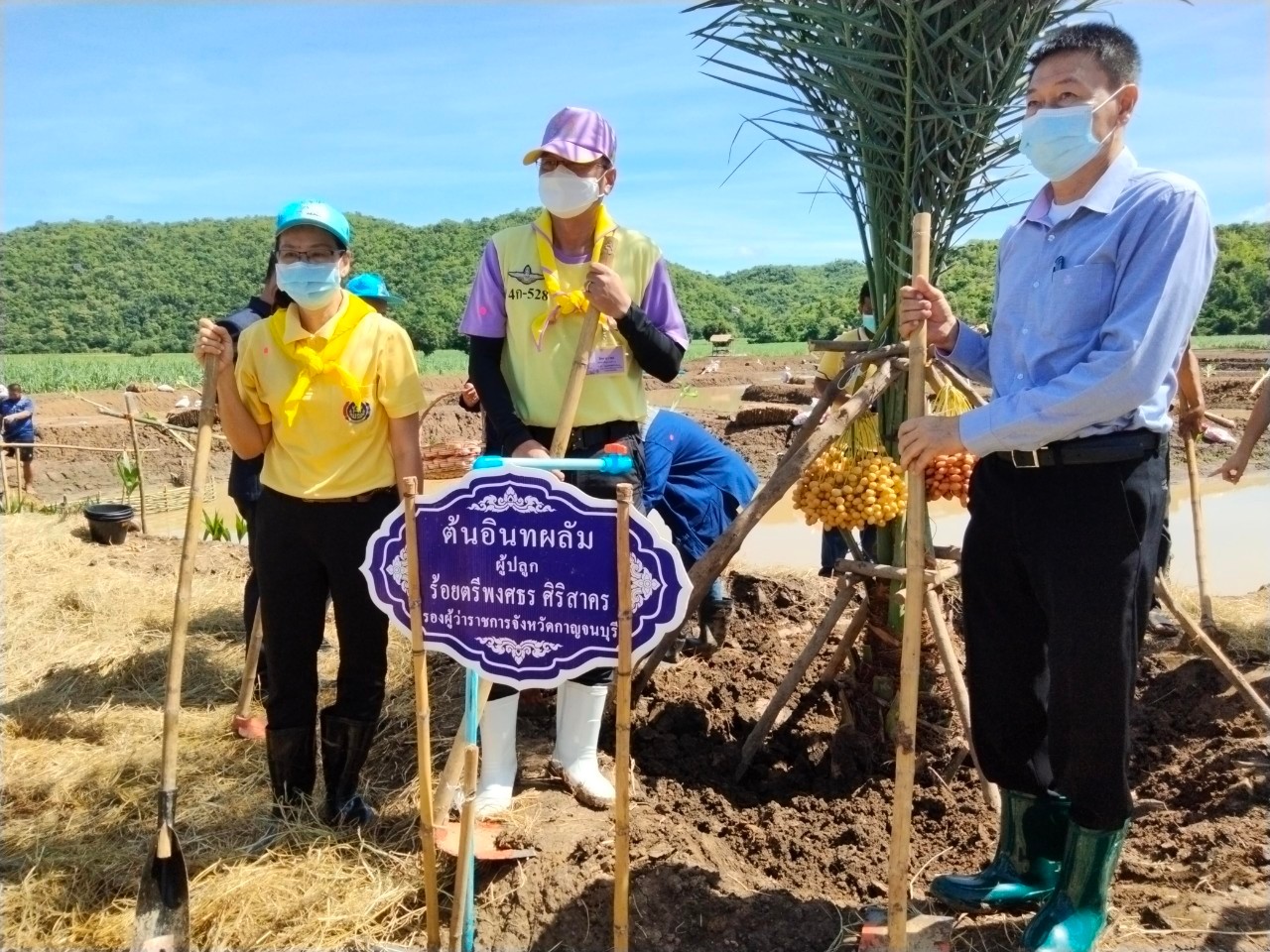 พิธีส่งมอบแปลงและกิจกรรมเอามื้อสามัคคีเพื่อเฉลิมพระเกียรติ เนื่องในโอกาสวันเฉลิมพระชนมพรรษาฯ 28 กรกฎาคม 2564 ณ แปลงพื้นที่เรียนรู้ชุมชนต้นแบบการพัฒนาคุณภาพชีวิต CLM ตำบลวังเย็น อำเภอเมืองกาญจนบุรี