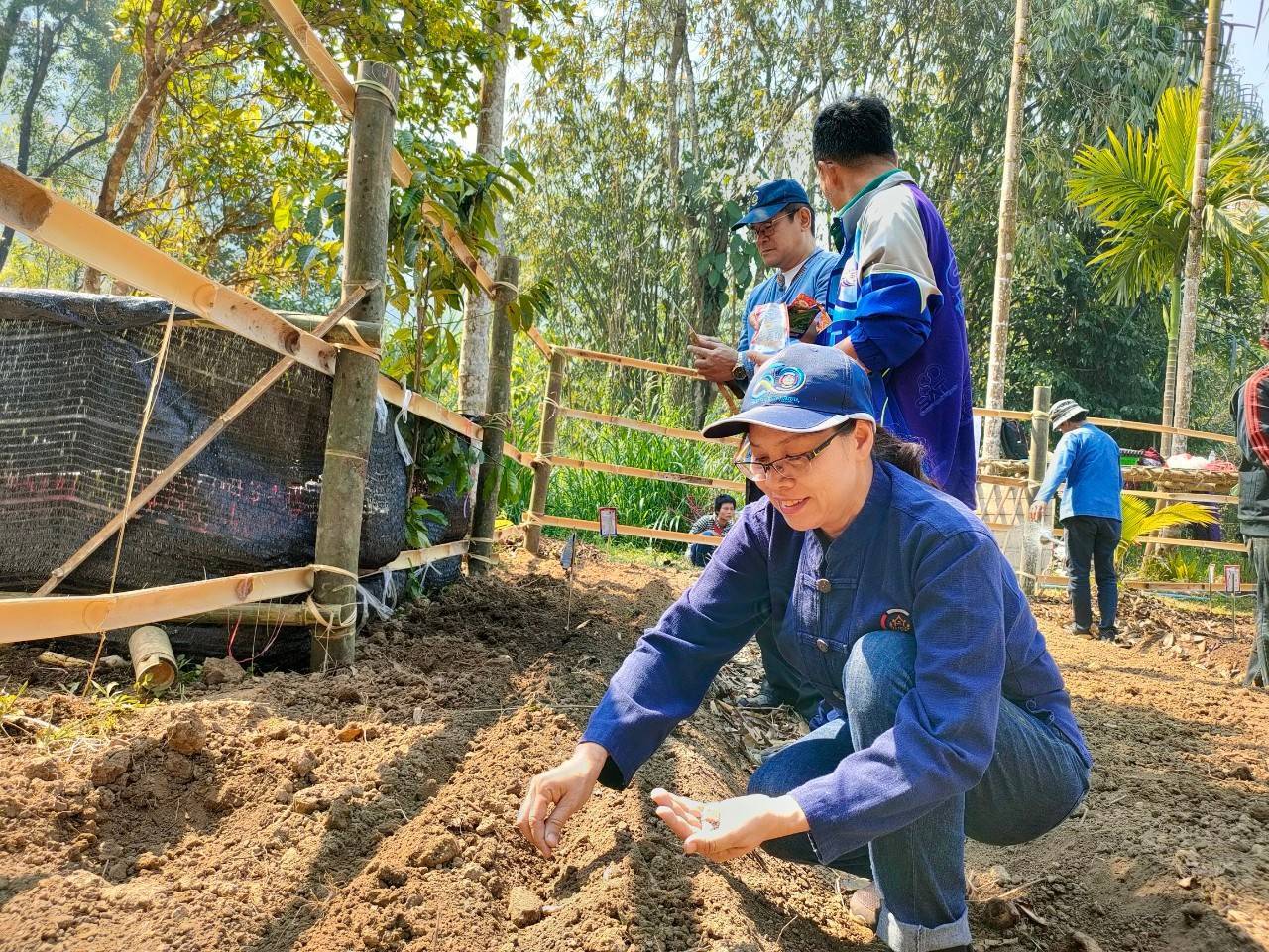 พช.กาญจนบุรี ร่วมกิจกรรมการส่งเสริมและพัฒนาอาชีพตามแนวทางหลักปรัชญาของเศรษฐกิจพอเพียง ณ บ้านไล่โว่ – สาละวะ ภายใต้ความร่วมมือระหว่างกรมการพัฒนาชุมชนกับมูลนิธิ MOA Thai