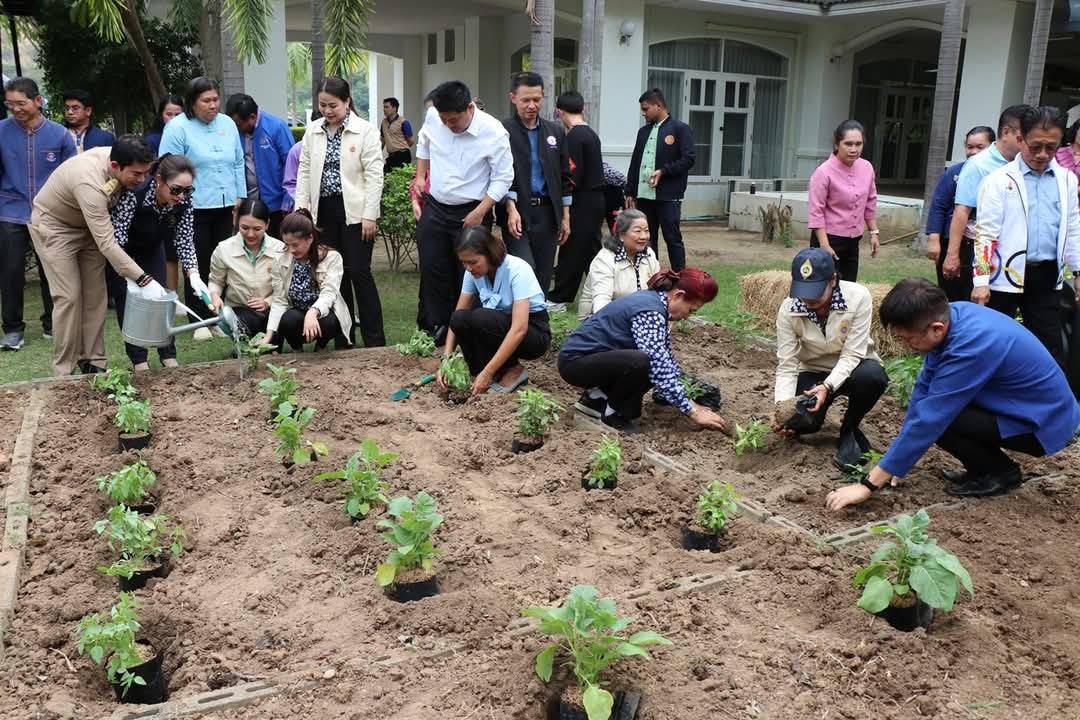 ผู้ว่าราชการจังหวัดกาญจนบุรี เปิดจวนปลูกผักสวนครัว เป็นต้นแบบผู้นำต้องทำก่อน เพื่อสร้างความมั่นคงทางอาหาร ตามแนวพระราชดำริสมเด็จพระกนิษฐาธิราชเจ้า กรมสมเด็จพระเทพรัตนราชสุดาฯ สยามบรมราชกุมารี