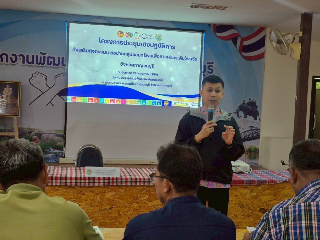 พช.กาญจนบุรี จัดโครงการประชุมเชิงปฏิบัติการส่งเสริมกิจกรรมเครือข่ายกลุ่มออมทรัพย์เพื่อการผลิตระดับจังหวัด